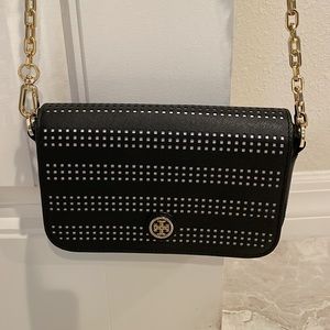 Tory Burch Perforated Leather Mini Robinson Chain Shoulder Bag